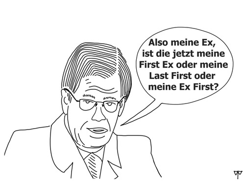 Cartoon: Wulffs Ex (medium) by thalasso tagged bundespräsident,lady,first,trennung,bettina,wulff