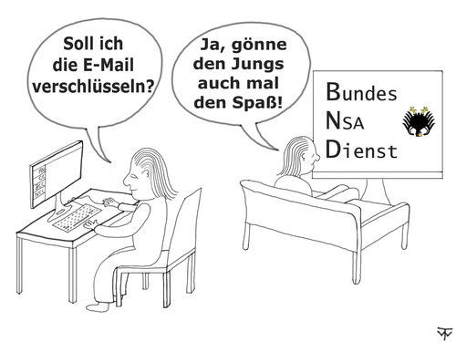 Cartoon: NCC (medium) by thalasso tagged nsa,prism,bcc,cc,bnd,überwachung,email,mail