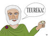 Cartoon: Archimedes findet den Euro (small) by thalasso tagged euro,heureka,archimedes,finanzkrise,preise,preisstabilität,währung