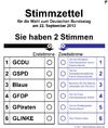 Cartoon: Stimmzettel 2013 (small) by thalasso tagged wahl,wahlen,bundestagswahl,2013,cdu,fdp,spd,grüne,stimmzettel,urne