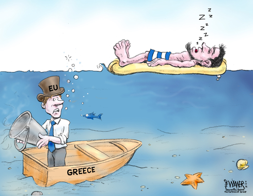 Cartoon: Greek Bailout (medium) by karlwimer tagged greece,greek,bailout,eu,europe,economy,economic,default