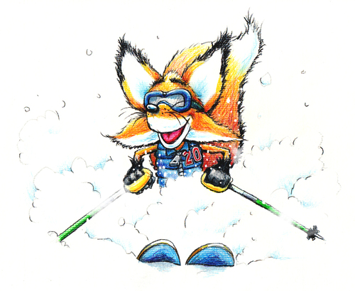 Cartoon: Sammie Powder (medium) by karlwimer tagged charity,powder,fox,ski