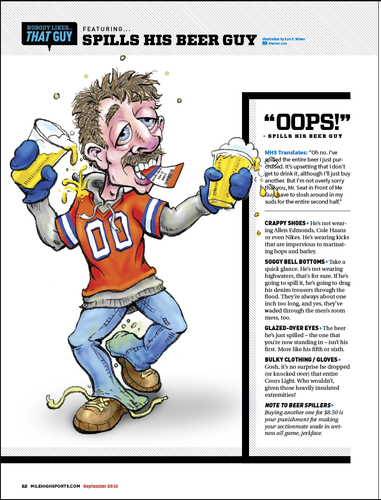 Cartoon: That Spills Beer Guy (medium) by karlwimer tagged sportsfan,sports,fan,beer,cartoon