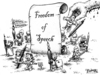 Cartoon: Freedom of Speech Cartoon (small) by karlwimer tagged hebdo,freedom,speech,cartoonist,france,illustrator,terrorism