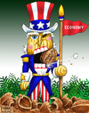 Cartoon: Nutcracker Sam (small) by karlwimer tagged nutcracker uncle sam business economy economics usa walnut employment unemployment hiring christmas