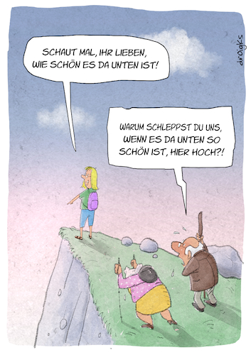 Cartoon: Familienausflug (medium) by droigks tagged familie,ausflug,wandern,wanderung,kultur,sport,bergwandern,sightseeing,sehenswürdigkeit,panorama,ausblick,eltern,besuch,tochter,kind,familie,ausflug,wandern,wanderung,kultur,sport,bergwandern,sightseeing,sehenswürdigkeit,panorama,ausblick,eltern,besuch,tochter,kind