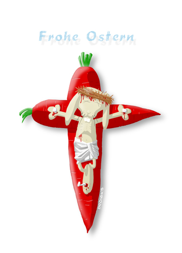 Cartoon: Frohe Ostern (medium) by droigks tagged jesus christus,ostern,religion,kreuz,karotte,hase,jesus,christus