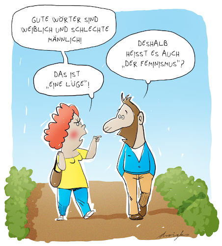 Cartoon: gute Wörter vs. schlechte Wörter (medium) by droigks tagged männlich,weiblich,gender,geschlecht,geschlechterkampf,sozial,wörter,männlich,weiblich,gender,geschlecht,geschlechterkampf,sozial