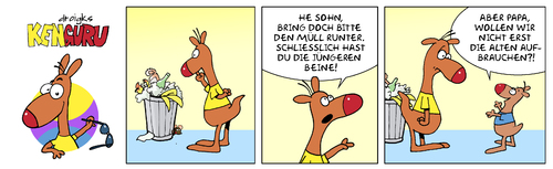 Cartoon: KenGuru Müllentsorgung (medium) by droigks tagged müll,mülleimer,droigks,känguru,alt,jung,haushalt,pflichten,arbeitsteilung,müll,mülleimer,droigks,känguru,alt,jung,haushalt,pflichten,arbeitsteilung