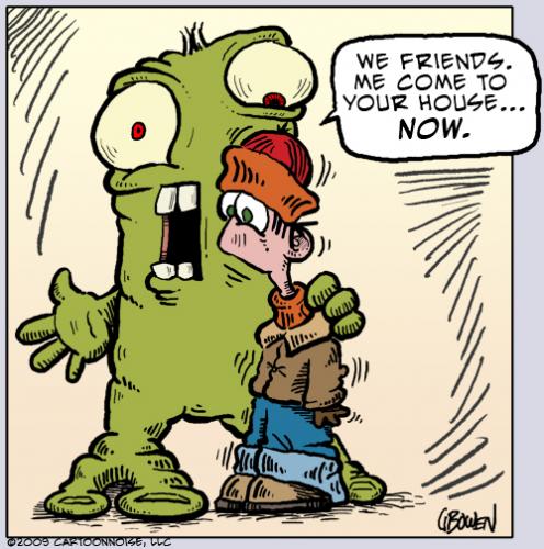 Cartoon: Too Friendly? (medium) by GBowen tagged monster,friend,gbowen