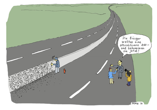 Cartoon: Bürgernähe (medium) by darkplanet tagged politik,politiker,autobahn,steuern,geld,medien,bürger,macht,verschwendung
