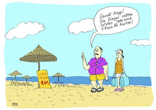 Cartoon: Otto kommt 2 (medium) by darkplanet tagged urlauber,ferien,strand,sand,meer,liegestuhl,urlaub,vater,mutter,mann,frau,sparen,geiz,kolonialist