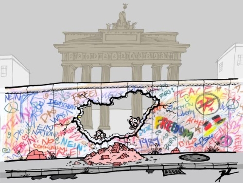 Cartoon: Berlin 1989 (medium) by Ballner tagged berlin,wall,hungary
