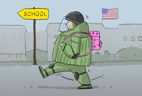 Cartoon: Amoklauf in US-Grundschule (medium) by leopold maurer tagged amoklauf,usa,grundschule,waffen,waffenlobby,waffengesetz,schüler,kugelsicher,mord,schutz,texas,lehrer,leopold,maurer,cartoon,karikatur,amoklauf,usa,grundschule,waffen,waffenlobby,waffengesetz,schüler,kugelsicher,mord,schutz,texas,lehrer,leopold,maurer,cartoon,karikatur