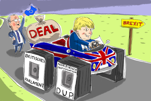 Cartoon: brexit deal (medium) by leopold maurer tagged brexit,deal,eu,johnson,juncker,brexit,deal,eu,johnson,juncker