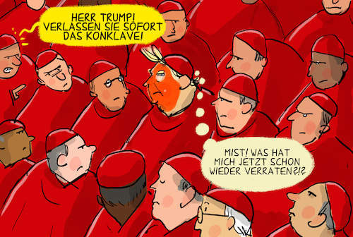Cartoon: Das Konklave beginnt (medium) by leopold maurer tagged rom,vatikan,italien,konklave,papstwahl,papst,ki,bild,trump,kardinäle,kardinal,präsident,größenwahn,rauch,weiß,schwarz,orange,leopold,maurer,karikatur,cartoon,rom,vatikan,italien,konklave,papstwahl,papst,ki,bild,trump,kardinäle,kardinal,präsident,größenwahn,rauch,weiß,schwarz,orange,leopold,maurer,karikatur,cartoon