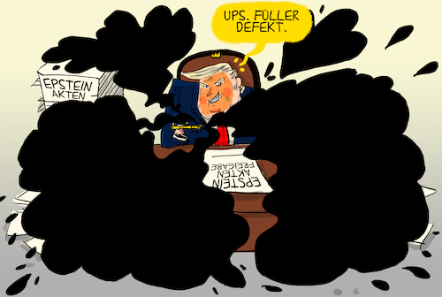 Cartoon: Defekter Füller (medium) by leopold maurer tagged trump,epstein,akten,freigabe,unterschrift,geschwärzt,füller,usa,präsident,leopold,maurer,cartoon,karikatur,trump,epstein,akten,freigabe,unterschrift,geschwärzt,füller,usa,präsident,leopold,maurer,cartoon,karikatur