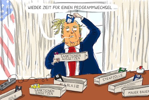 Cartoon: iTrump (medium) by leopold maurer tagged usa,trump,sanktionen,türkei,präsident,usa,trump,sanktionen,türkei,präsident
