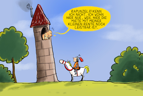 Cartoon: Miete und Altersarmut (medium) by leopold maurer tagged miete,altersarmut,rente,rentner,rentnerin,rapunzel,turm,mindestrente,deutschland,wohnung,wohnen,leistbar,leopold,maurer,karikatur,cartoon,miete,altersarmut,rente,rentner,rentnerin,rapunzel,turm,mindestrente,deutschland,wohnung,wohnen,leistbar,leopold,maurer,karikatur,cartoon