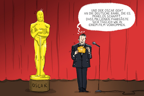 Cartoon: Oscar Verleihung (medium) by leopold maurer tagged deutsche,bahn,tarifkonflikt,streik,welle,gdl,managment,verspätungen,kunden,passagiere,oscar,verleihung,film,falscher,unzufriedenheit,fahrgäste,weselsky,manager,verkehr,öffentlich,leopold,maurer,cartoon,karikatur,deutsche,bahn,tarifkonflikt,streik,welle,gdl,managment,verspätungen,kunden,passagiere,oscar,verleihung,film,falscher,unzufriedenheit,fahrgäste,weselsky,manager,verkehr,öffentlich,leopold,maurer,cartoon,karikatur