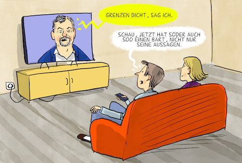 Cartoon: Söder und der Bart (medium) by leopold maurer tagged soeder,csu,cdu,migration,asylpolitik,einwanderunge,grenzen,grenzkontrolle,zurueckweisung,populismus,afd,bart,klodeckel,aussage,asylrecht,menschenrechte,leopold,maurer,karikatur,cartoon,soeder,csu,cdu,migration,asylpolitik,einwanderunge,grenzen,grenzkontrolle,zurueckweisung,populismus,afd,bart,klodeckel,aussage,asylrecht,menschenrechte,leopold,maurer,karikatur,cartoon