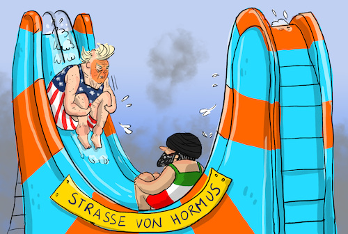 Cartoon: Strasse von Hormus (medium) by leopold maurer tagged hormus,trump,krieg,meerenge,schiffe,wirtschaft,welt,öl,ölpreis,finanzmärkte,entern,blockieren,minen,marine,nahost,iran,israel,usa,strasse,blockade,leopold,maurer,karikatur,cartoon,hormus,trump,krieg,meerenge,schiffe,wirtschaft,welt,öl,ölpreis,finanzmärkte,entern,blockieren,minen,marine,nahost,iran,israel,usa,strasse,blockade,leopold,maurer,karikatur,cartoon