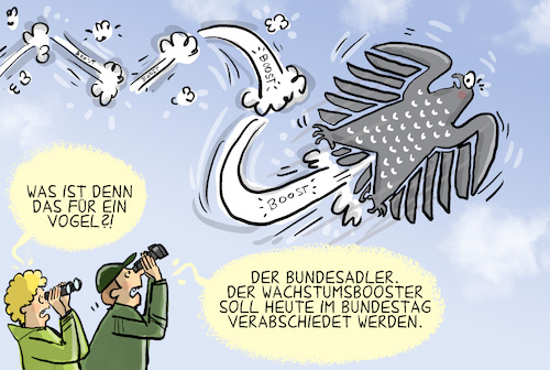 Cartoon: Wachstumsbooster (medium) by leopold maurer tagged investitionsbooster,investitionsprogramm,steuererleichterungen,unternehmen,bund,länder,kompensation,bundestag,beschluss,wirtschaft,ankurbeln,steuer,bundesadler,vogel,leopold,maurer,cartoon,karikatur,investitionsbooster,investitionsprogramm,steuererleichterungen,unternehmen,bund,länder,kompensation,bundestag,beschluss,wirtschaft,ankurbeln,steuer,bundesadler,vogel,leopold,maurer,cartoon,karikatur