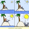 Cartoon: evolution vs. global warming (small) by leopold maurer tagged evolution,global,warming,climate,change,schiffbruch,einsame,insel