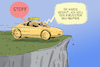 Cartoon: Robotaxi (small) by leopold maurer tagged auto,cartoon,robotaxi,cybertaxi,tesla,musk,autonomes,fahren,ai,ki,roboter,abgrund,weg,navigator,kurz,umwege,leopold,maurer,karikatur