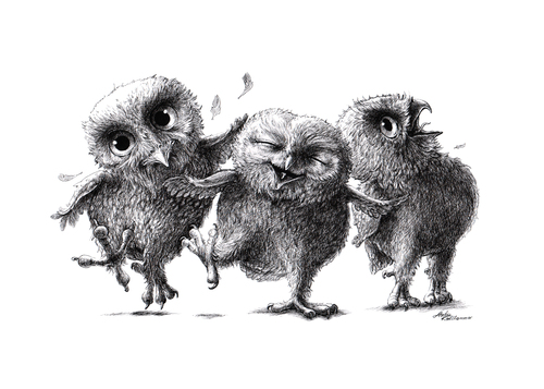 Cartoon: Crazy Owls - Verrückte Eulen (medium) by Stefan Kahlhammer tagged fogey,tusche,kauz,owl,owls,kahlhammer,art,ironical,ironie,eulen,eule,eule,eulen,ironie,ironical,art,kahlhammer,owls,owl,kauz,tusche,fogey