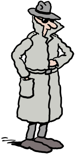 Cartoon: A spy (medium) by Ellis Nadler tagged spy,secret,agent,detective,raincoat,trenchcoat,hat,sunglasses,furtive
