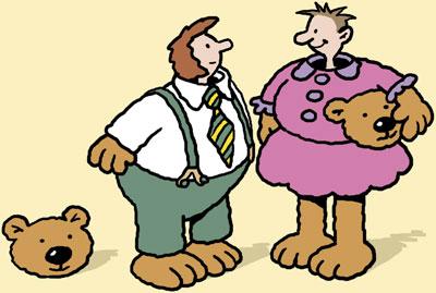 Cartoon: Bear costumes (medium) by Ellis Nadler tagged bear,suit,costume,disguise,dress,head,animal,paws,fat