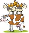 Cartoon: Farmyard acrobatics (small) by Ellis Nadler tagged cow,goat,chickens,hen,cock,milk,farm,animals,pyramid,horns,dairy