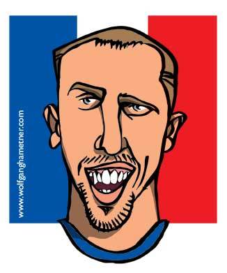 Cartoon: franck ribery (medium) by wolfi tagged ribery,football,wm2010,southafrica,france,caricature