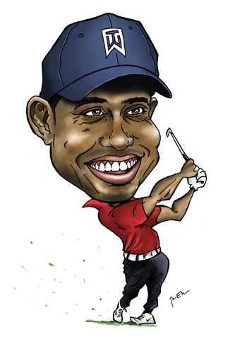 Cartoon: Tiger Woods (medium) by Perics tagged caricature,golf,woods,tiger,pga