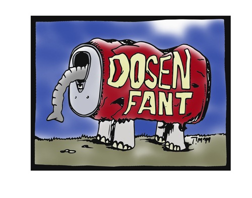 Cartoon: Dosenfant (medium) by timfuzius tagged dosenpfand,elefant,dose,can,rüssel,recycling