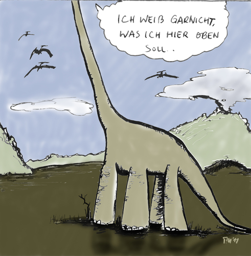 Cartoon: Langhals (medium) by timfuzius tagged groß,hals,urzeit,dinosaurier,dino