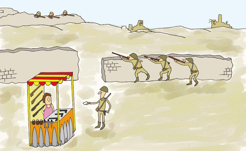 Cartoon: a stand (medium) by joruju piroshiki tagged stand,war