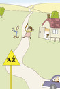 Cartoon: road sign (small) by joruju piroshiki tagged road,sign,ma,woman