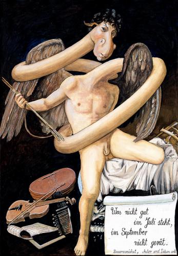 Cartoon: Naked Amor (medium) by M Missfeldt tagged naked,amor,angel,young,man,barock,caravaggio,art,history