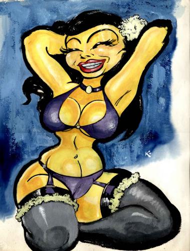 Cartoon: Cool Yellow (medium) by Milton tagged woman,girl,pinup,lingerie,stockings,bettie,sexy,garters