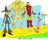 Cartoon: When Worlds Collide 1 (small) by Spen tagged ironman,sabretooth,oz,dorothy,scarecrow,toto,yellow,brick