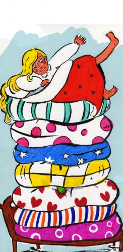 Cartoon: pea princess (medium) by barbarella tagged pea,blanket,sleep,pillow
