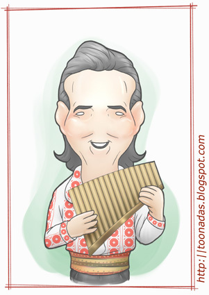 Cartoon: Gheorghe Zamfir (medium) by Freelah tagged gheorghe,zamfir,pan,flute