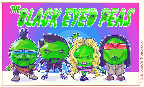 Cartoon: The Black Eyed Peas (medium) by Freelah tagged peas,eyed,black