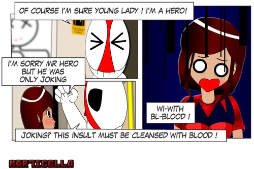 Cartoon: H Hero or Imbecile? strip 6 (medium) by morticella tagged cartoon,strips,comics,web,manga,morticella,hero0,technique
