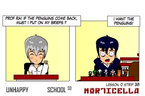 Cartoon: US lesson 0 Strip 38 (medium) by morticella tagged uslesson0,unhappy,school,morticella,manga