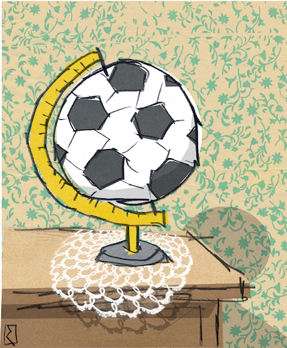 Cartoon: Fußballwelt (medium) by Jan Rieckhoff tagged fußball,welt,globus,weltkugel,erdkugel,ball,verehrung,einseitigkeit,fan,sport,nationalsport,symbol,mannschaft,spiel,populär,verbreitet,beliebt,klub,devotionalien,cartoon,comic,witz,karikatur,jan,rieckhoff,fußball,welt,globus,weltkugel,erdkugel,ball,verehrung,einseitigkeit,fan,sport,nationalsport,symbol,mannschaft,spiel,populär,verbreitet,beliebt,klub,devotionalien,cartoon,comic,witz,karikatur,jan,rieckhoff