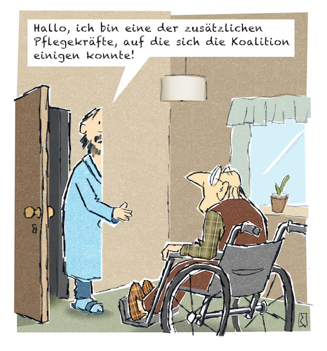 Cartoon: Pfleger (medium) by Jan Rieckhoff tagged pfleger,pflegekraft,altenpflege,altenheim,senior,pflegenotstand,pflegebeduerftig,grosse,koalition,gesellschaft,sozial,beruf,helfen,halbe,stelle,cartoon,karikatur,witz,comic,jan,rieckhoff,pfleger,pflegekraft,altenpflege,altenheim,senior,pflegenotstand,pflegebeduerftig,grosse,koalition,gesellschaft,sozial,beruf,helfen,halbe,stelle,cartoon,karikatur,witz,comic,jan,rieckhoff