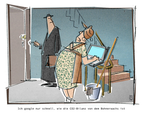 Cartoon: Putzfrau (medium) by Jan Rieckhoff tagged putzfrau,umwelt,suchmaschine,google,web,laptop,computer,internet,cartoon,jan,rieckhoff,internet,computer,laptop,web,google,suchmaschine,umwelt